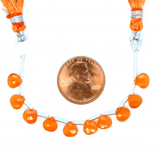 Carnelian Drop Heart Shape 6x6mm Drilled Bead Line 10 beads