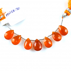 Carnelian Drops Almond Shape 12x8mm to 11x8mm Drilled Beads 7 Pieces Line