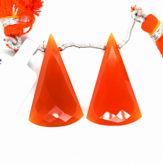 Carnelian Drops Conical Shape 30x18mm Drilled Bead Matching Pair