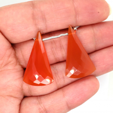 Carnelian Drops Conical Shape 30x18mm Drilled Bead Matching Pair