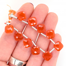 Carnelian Drops Cushion 8mm Drilled Beads 10 Pieces