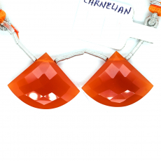 Carnelian Drops Fan Shape 23x18 mm Drilled Bead Matching Pair