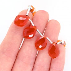 Carnelian Drops Leaf Shape 14x10mm Drilled Beads 4 Pieces