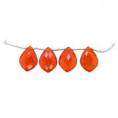 Carnelian Drops Leaf Shape 14x10mm Drilled Beads 4 Pieces