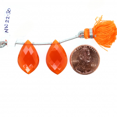 Carnelian Drops Leaf Shape 22x13mm Drilled Bead Matching Pair