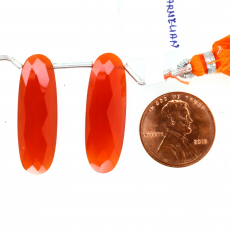 Carnelian Drops Oval 31X10MM Drilled Beads Matching Pair
