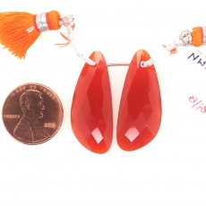 Carnelian Wing Shape Drops 31x13mm Drilled Beads Matching Pair