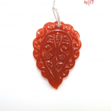 Carved Carnelian Drops Leaf Shape 42x30mm Drilled Beads Losse Single Piece