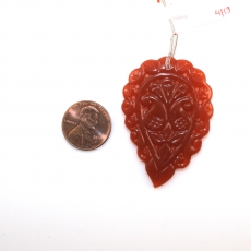 Carved Carnelian Drops Leaf Shape 49x35mm Drilled Beads Losse Single Piece