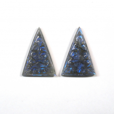 Carved Labradorite Trillion 36x25x4mm Matching Pair Approximately 50.70 Carat