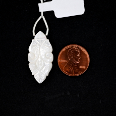 Carved Mother of Pearl Drop Marquise Shape 30x15mm Drilled Bead Single Pendant Piece