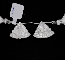 Carved Mother of Pearl Drops Conical Shape 21x26mm Drilled Bead Matching Pair
