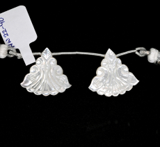 Carved Mother of Pearl Drops Conical Shape 22x23mm Drilled Bead Matching Pair
