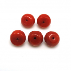Carved Red Coral Flower 6mm Drilled Beads