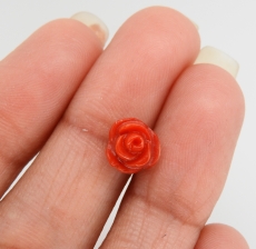 Carved Red Coral Flower 8mm Drilled bead