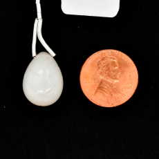 Carved White Moonstone Drop Almond Shape 17x13mm Drilled Bead Single Pendant Piece