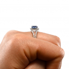 Ceylon Blue Sapphire Fancy Shape 1.61 Carat Ring in 14K White Gold with Accent Diamonds