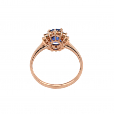 Ceylon Blue Sapphire Oval 2.05 Carat Ring with Accent Diamonds in 14K Rose Gold