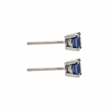 Ceylon Blue Sapphire Round 0.81 Carat Stud Earring in 14K White Gold