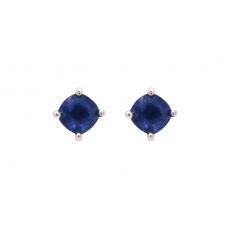 Ceylon Blue Sapphire Round 0.81 Carat Stud Earring in 14K White Gold