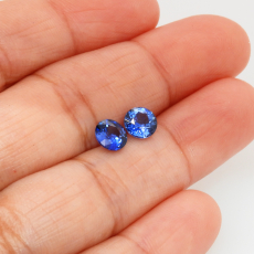 Ceylon Blue Sapphire Round 6mm Matched Pair Approximately 1.90 Carat *
