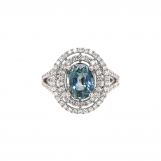 Ceylon Sapphire Oval 2.65 Carat Ring with Accent Diamonds in 14K White Gold