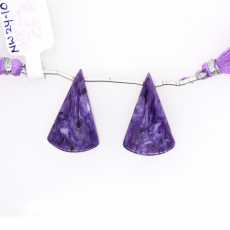 Charoite Drops Conical Shape 25x16mm Drilled Bead Matching Pair