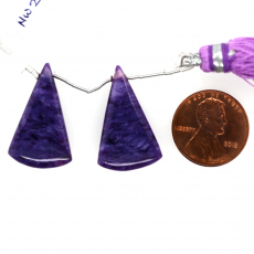 Charoite Drops Conical Shape 26x16mm Drilled Bead Matching Pair