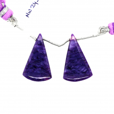 Charoite Drops Conical Shape 26x16mm Drilled Bead Matching Pair