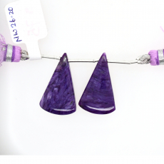 Charoite Drops Conical Shape 26x216mm Drilled Bead Matching Pair