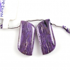 Charoite Drops Fancy Shape 30x13mm Drilled Beads Matching Pair