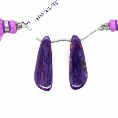 Charoite Drops Wing Shape 30x10mm Drilled Bead Matching Pair