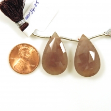 Cherry Quartz Drops Almond Shape 26x16mm Drilled Beads Matching Pair