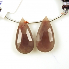 Cherry Quartz Drops Almond Shape 28x14mm Drilled Beads Matching Pair