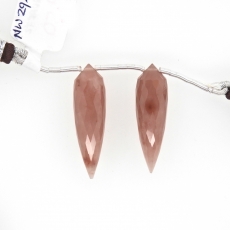 Cherry Quartz Drops Briolette Shape 30x9mm Drilled Beads Matching Pair