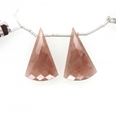 Cherry Quartz Drops Conical Shape 28x17mm Drilled Beads Matching Pair