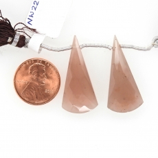 Cherry Quartz Drops Conical Shape 31x14mm Drilled Beads Matching Pair