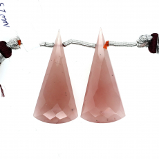 Cherry Quartz Drops Conical Shape 31x14mm Drilled Beads Matching Pair