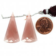 Cherry Quartz Drops Conical Shape 34x17mm Drilled Beads Matching Pair