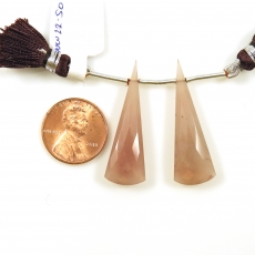 Cherry Quartz Drops Conical Shape 36x11mm Drilled Beads Matching Pair
