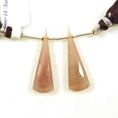 Cherry Quartz Drops Conical Shape 36x11mm Drilled Beads Matching Pair
