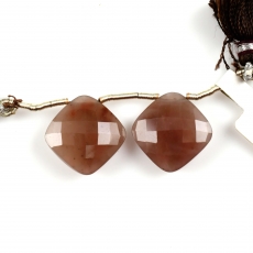 Cherry Quartz Drops Cushion Shape 16x16mm Drilled Beads Matching Pair