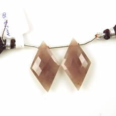 Cherry Quartz Drops Diamond Shape 32x18mm Drilled Beads Matching Pair