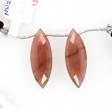 Cherry Quartz Drops Marquise Shape 31x11mm Drilled Beads Matching Pair