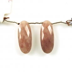 Cherry Quartz Drops Oval 25X10mm Drilled Beads Matching Pair