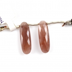 Cherry Quartz Drops Oval Shape 26x8mm Drilled Beads Matching Pair