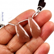 Cherry Quartz Drops Wing Shape 26x12mm Drilled Beads Matching Pair