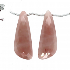 Cherry Quartz Drops Wing Shape 37x13mm Drilled Beads Matching Pair