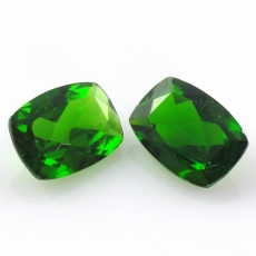 Chrome Diopside Emerald Cushion 7X5mm Matching Pair Approximately 1.7 Carat.