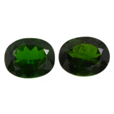 Chrome Diopside Oval 10X8mm Matching Pair Approximately 5 Carat.